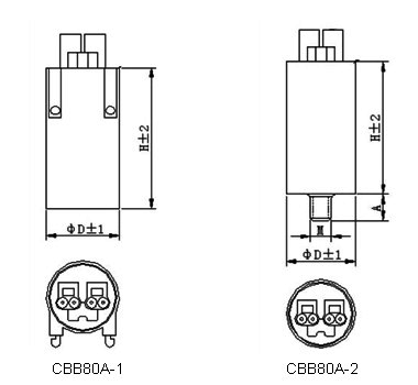 CBB80A Capacitor for fluorescent lamps aluminum or plastic can M8