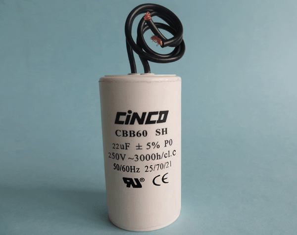 22mF 250V CBB60B flexible cable AC Motor Run Capacitor